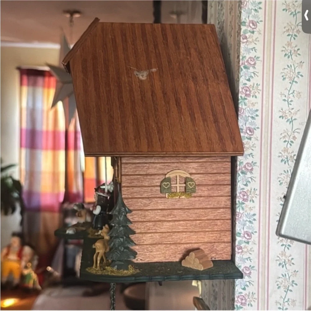 Authentic vintage Black Forest cuckoo clock traditional chalet style